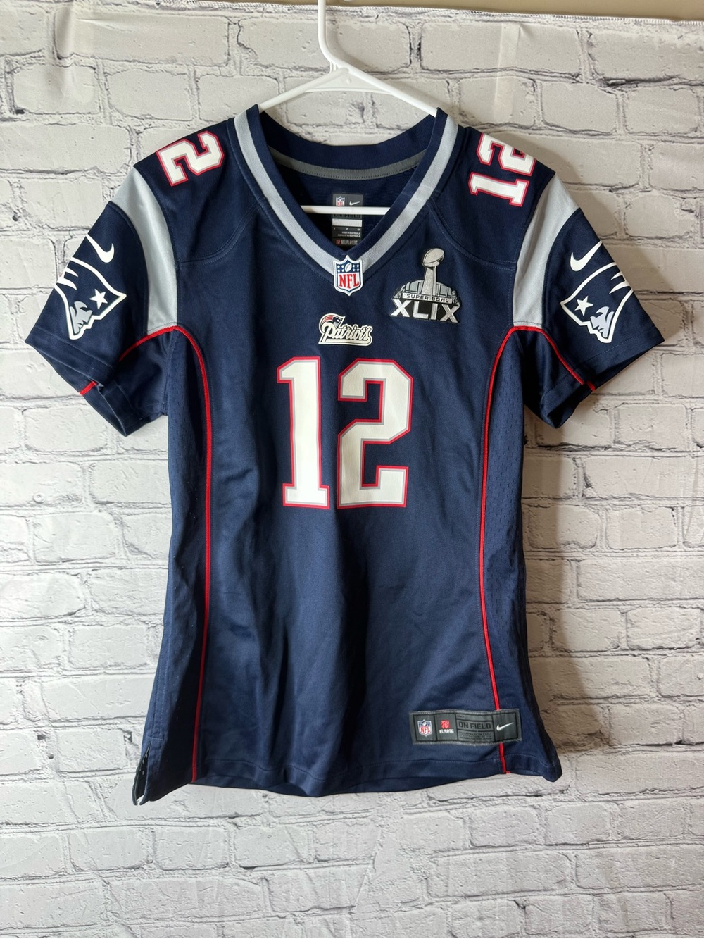 Nike Women's New England Patriots Navy #12 BradyJersey with Red & White Accents